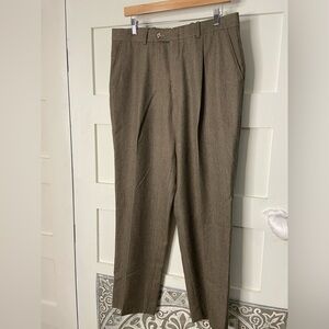 100% Pure Wool Pants Pleated Front High Rise